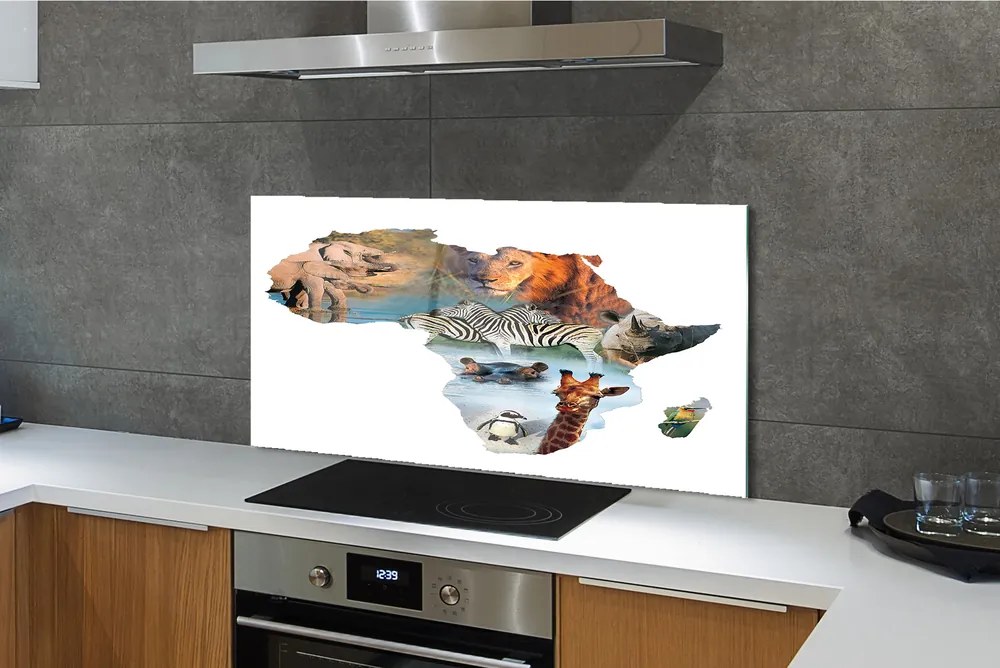 Panel szklany do Kuchni Dzika Fauna: Zebra, Żyrafa i Tygrys