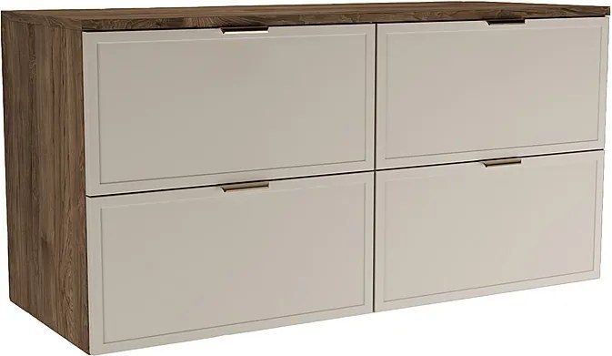 Szafka pod Umywalkę z Blatem 120cm Fronty Ramka Dąb Orzech / Kaszmir Roma