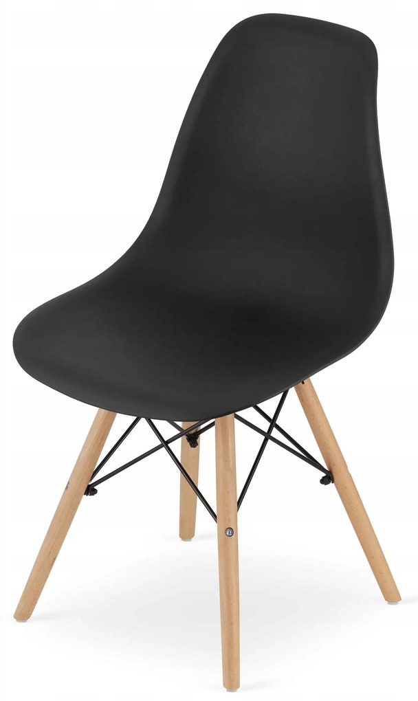 Zestaw stół z krzesłami: stół prostokątny TESSA 120x60 czarny/czarne + 4 krzesła OSAKA czarne/dąb