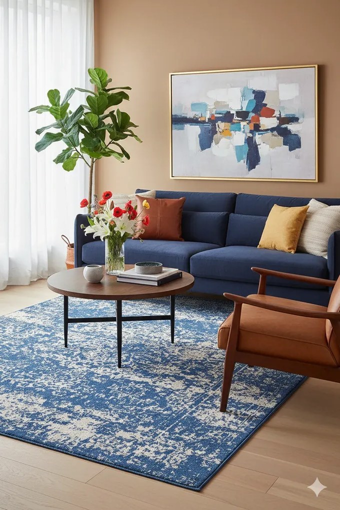 Ciemnogranatowy Dywan Prostokątny Vintage S2-A30