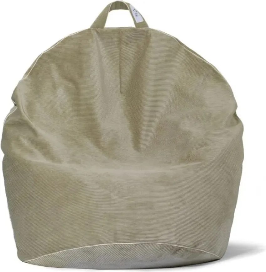 Oliwkowa, sztruksowa pufa BINI COZY GREEN - L