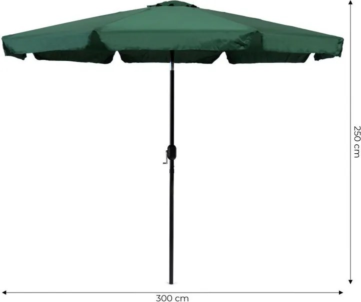 Regulowany, składany parasol ogrodowy SL-UM003B łamany, zielony, 3 m