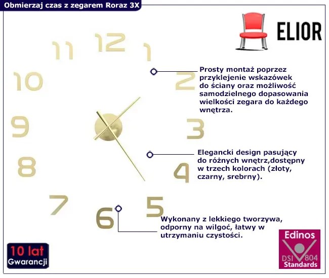 Glamour Złoty Zegar Ścienny 100 Cm T5-C59