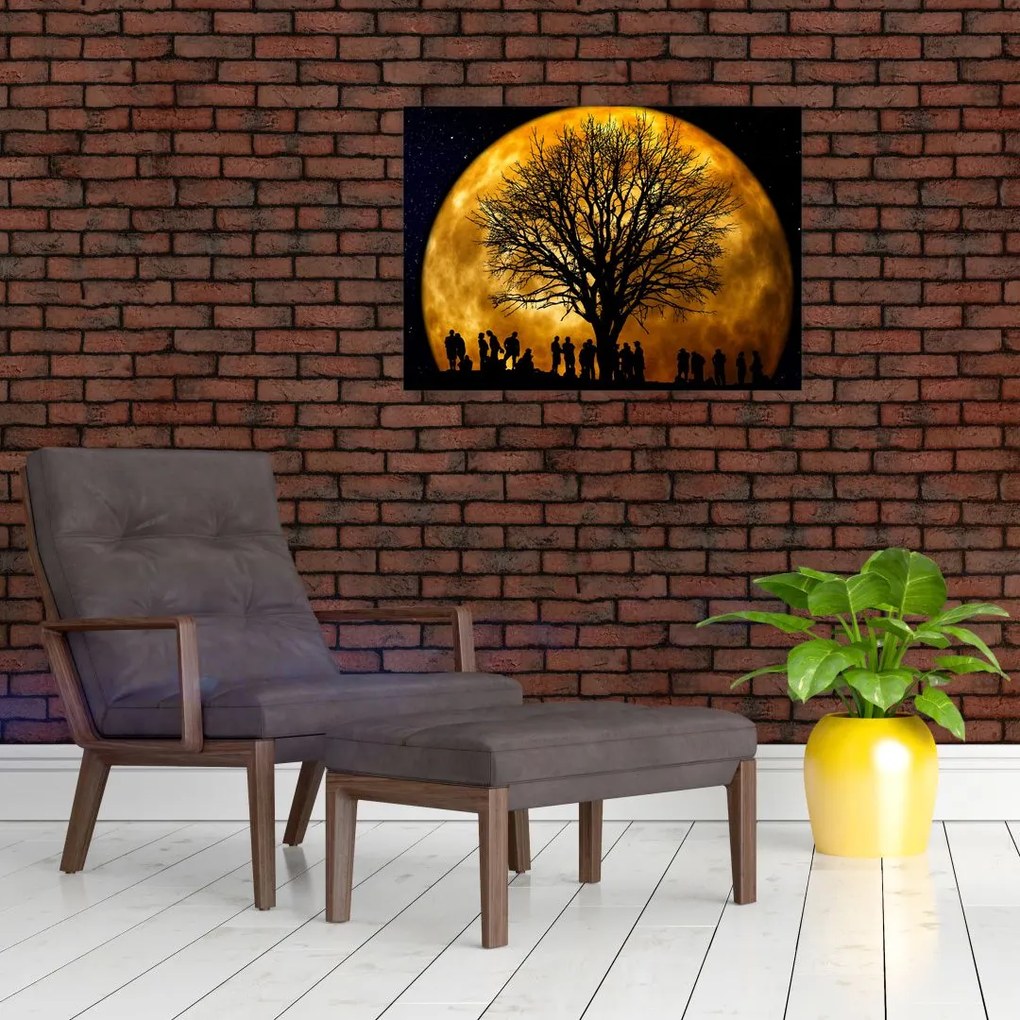 Obraz księżyca i sylwetki (70x50 cm)