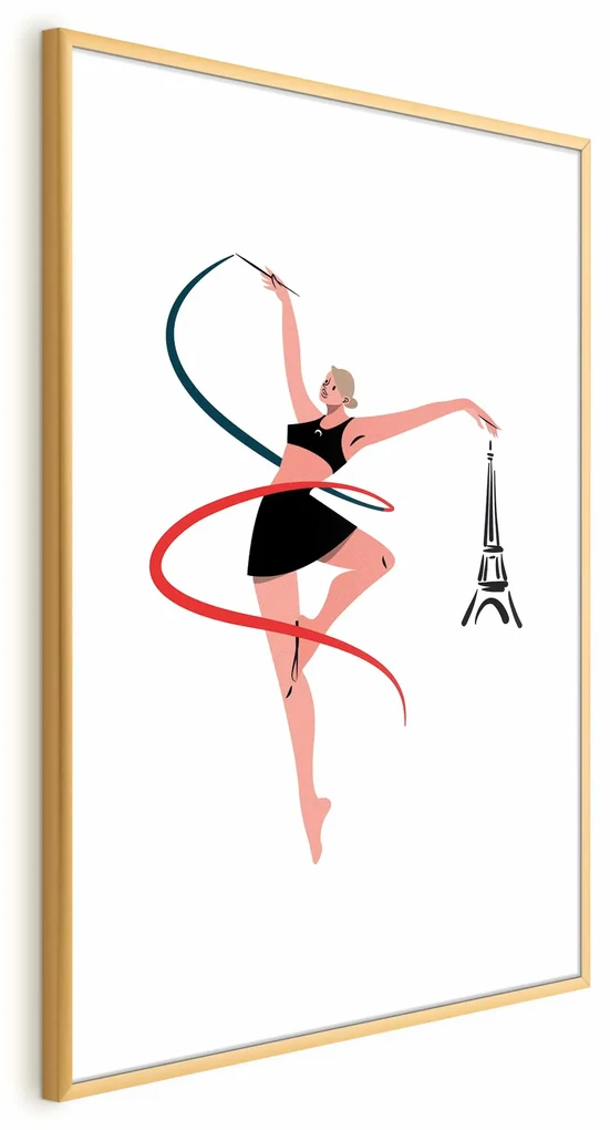 Plakat Gimnastyka artystyczna 29,7x42 cm z ramą złotą z marginesem ARTGEIST B