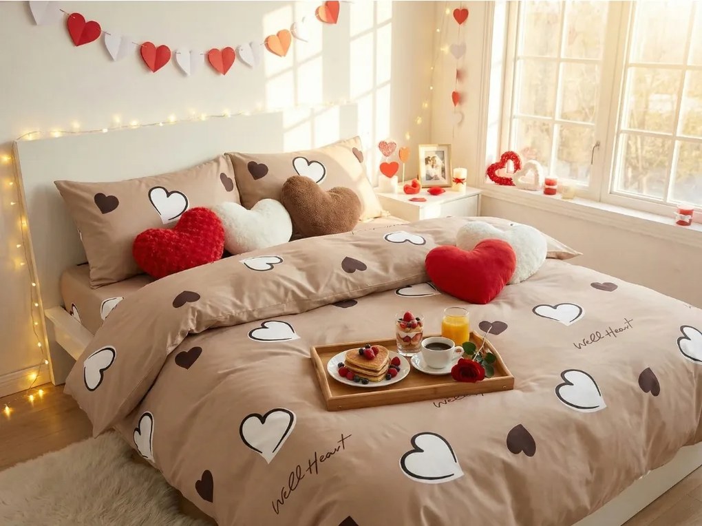 PrzytulneMieszkanie.pl PrzytulneMieszkanie.pl Pościel bawełniana WELL HEART brązowa Rozmiar pościeli: 70 x 90 cm | 140 x 200 cm
