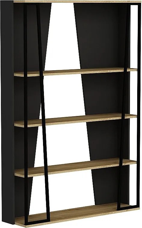 Regał na książki – 123,6 cm x 32 cm x 179,6 cm – szafirowy, antracytowy, czarny – płyta wiórowa pokryta melaminą