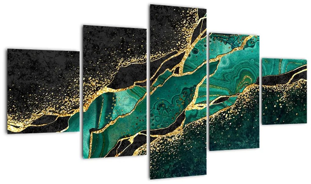 Obraz - Marmurki olejno-złote (125x70 cm)