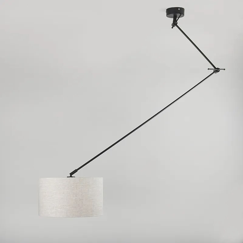 Lampa wisząca czarna z kloszem 35 cm jasnoszary regulowany - Blitz Nowoczesny Oswietlenie wewnetrzne