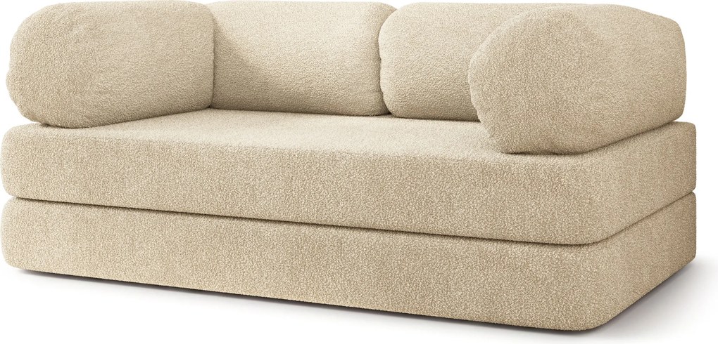 Masseno Sofa piankowa EIREN z funkcją spania, Kanapa z pianki do salonu, Bezmontażowa, Tkanina bucle – Kremowy QUELLE 02
