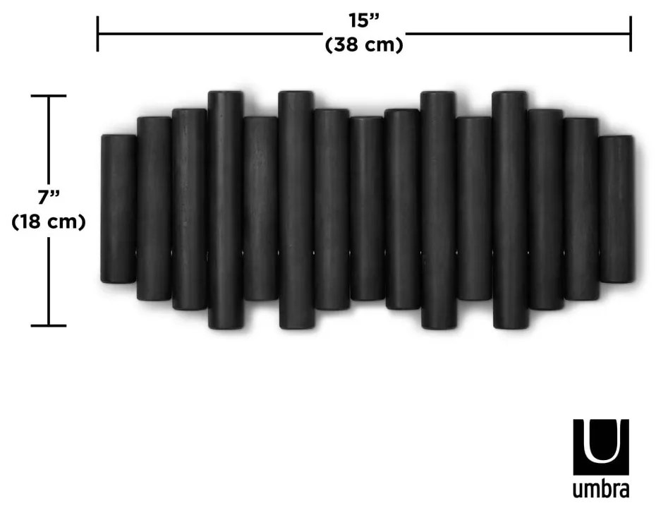 Czarny wieszak ścienny z drewna sosnowego Picket – Umbra