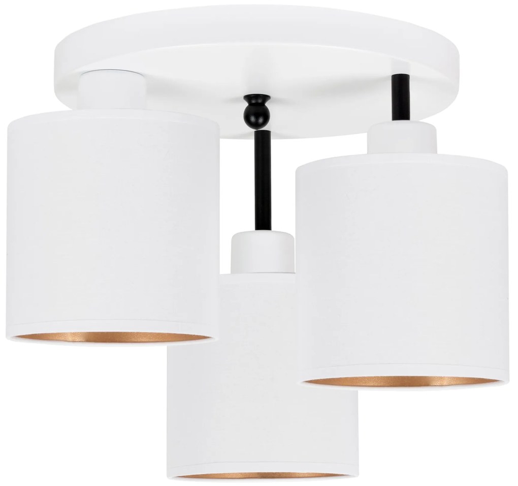 Lampa sufitowa biała trzypunktowa z białymi abażurami C-3030WE-WEWEWE
