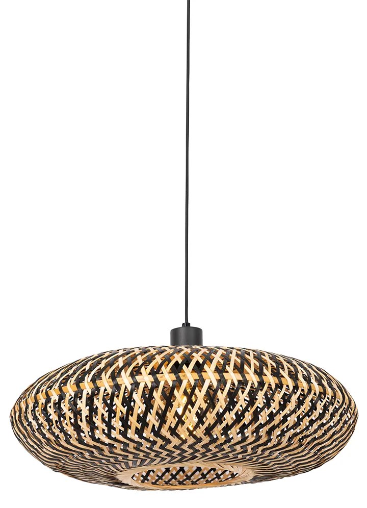 Orientalna lampa wisząca czarna bambusowa 50 cm - OstravaKolonialny Oswietlenie wewnetrzne