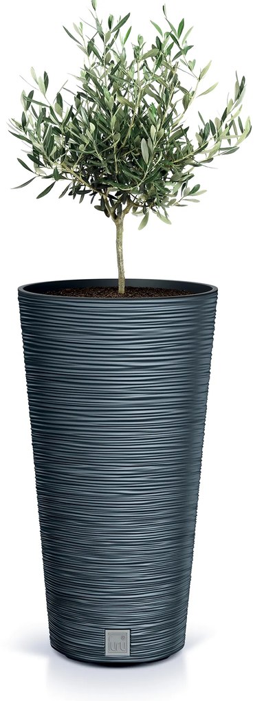 Donica ogrodowa okrągła Furu Slim 48 cm antracyt PROSPERPLAST