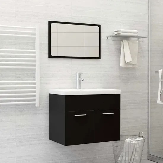 Nowoczesny czarny zestaw łazienkowy z umywalką 60 cm C1-C17