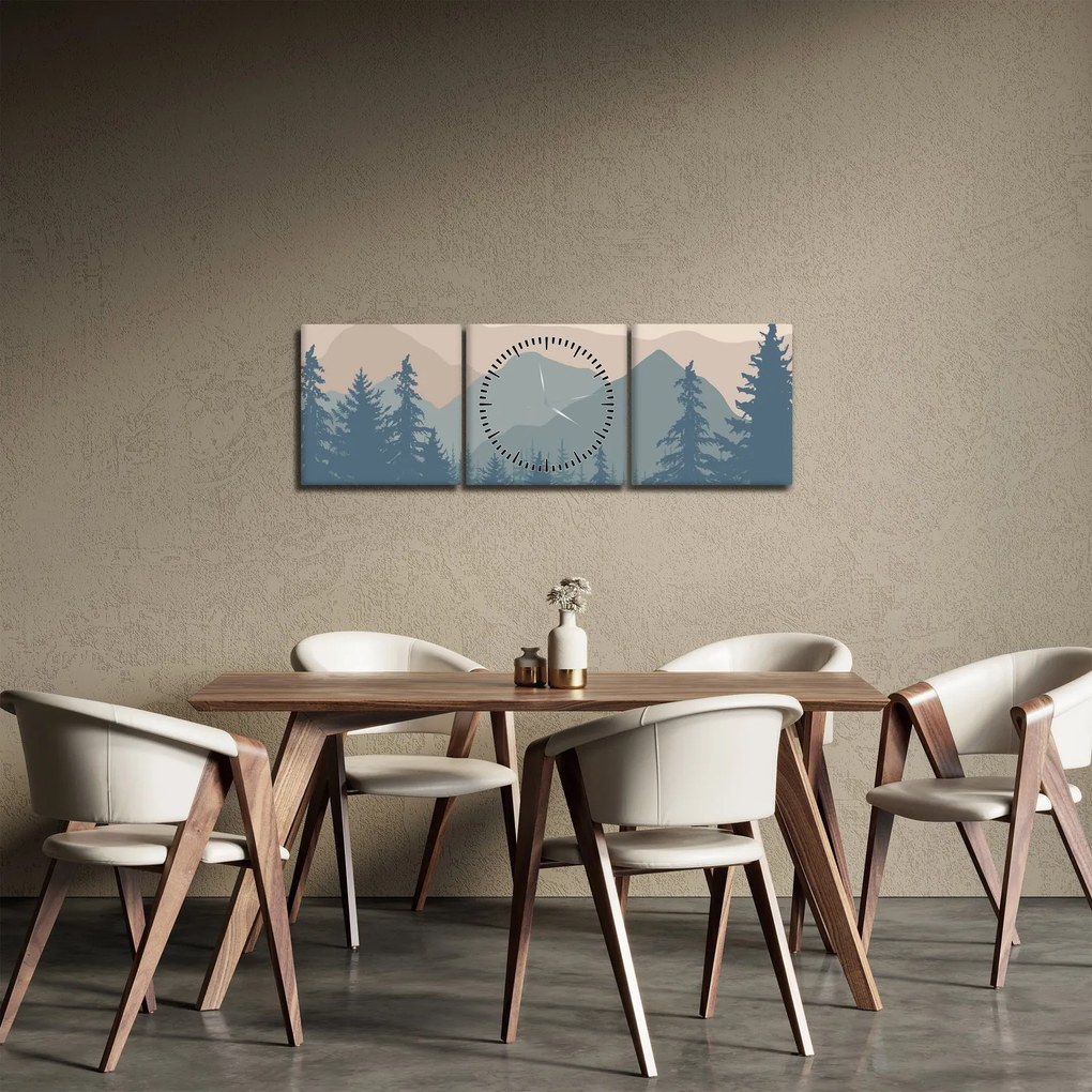 Obraz - Góry Turkusowe N⁰2 (z zegarem) (90x30 cm)