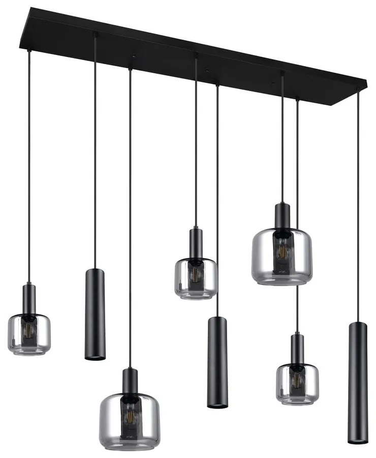 Czarna lampa wisząca z metalowo-szklanym kloszem Mataro – Trio