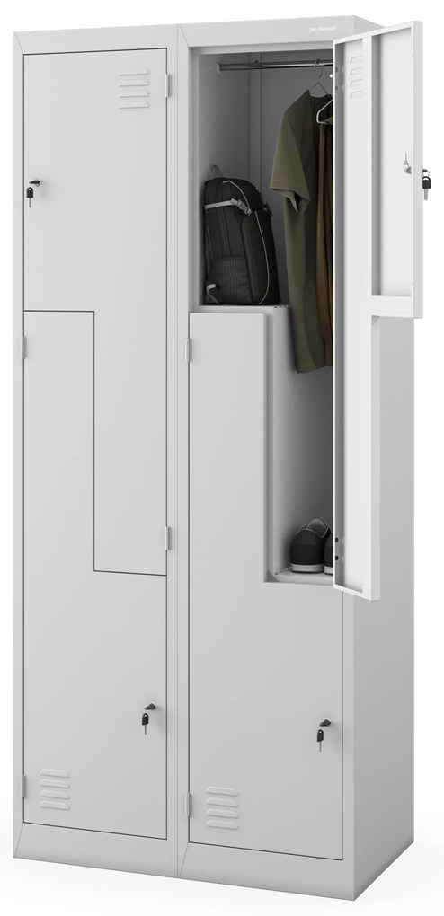 Szafa socjalna BHP na odzież czterokomorowa JULIA, 800 x 1850 x 450 mm, szara