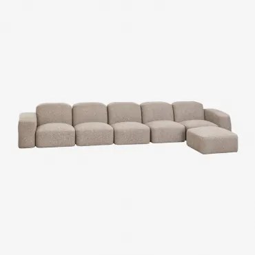 Bastian 5-częściowa Modułowa Sofa I Pufa Bukla Brąz Mokka - Sklum