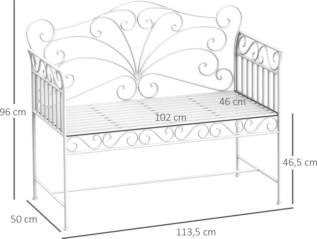 Outsunny ławka ogrodowa ławka parkowa ławka ogród meble ogrodowe 2-osobowa, metal
