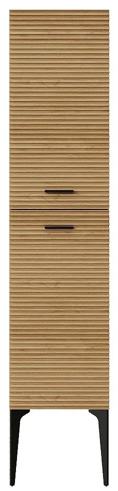 Słupek łazienkowy z prążkowanym wykończeniem na nóżkach - Jasny naturalny - Wys. 140 cm - SARONE