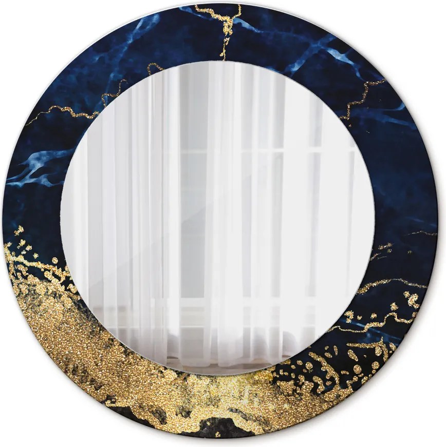Lustro dekoracyjne okrągłe Niebieski marmur