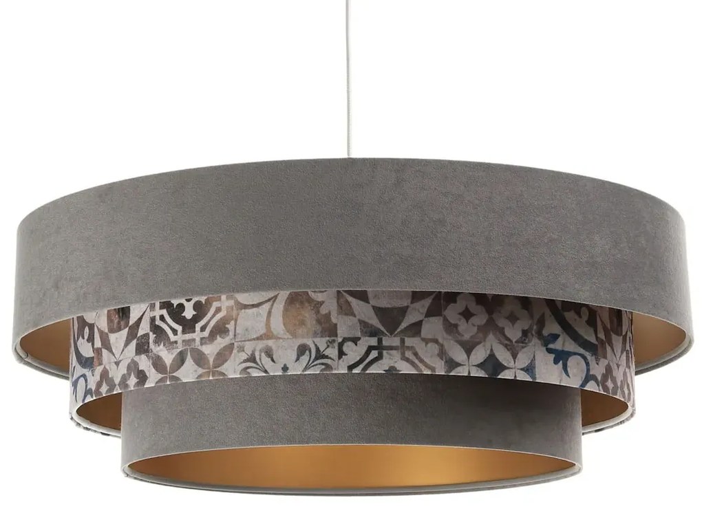 Szaro-złota lampa z trzyczęściowym abażurem - S451-Emla