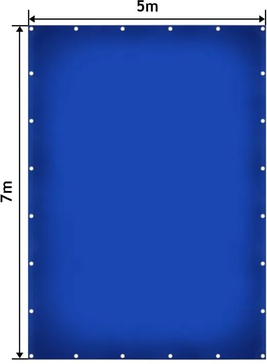 Plandeka JAGO 650 g/m², aluminiowe oczka, niebieska, 5x7 m