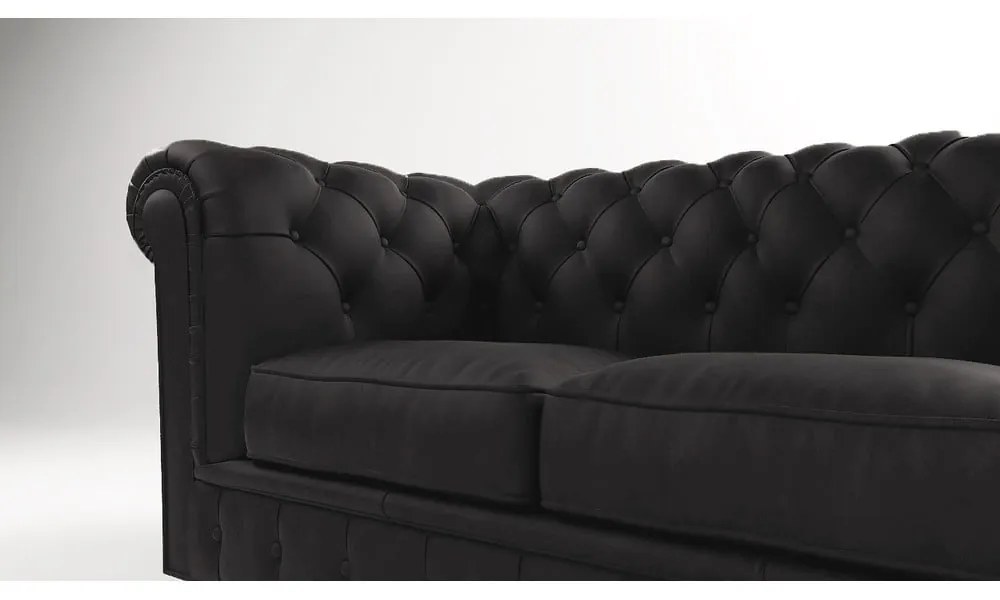 Czarna aksamitna sofa 230 cm Cambridge – Ropez