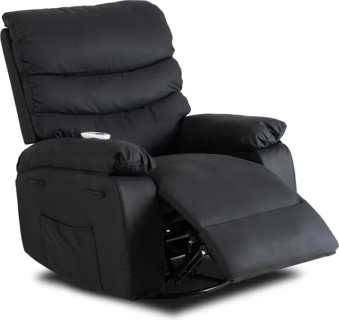 Fotel Masujący BRUCE Rozkładany Czarny Ekoskóra Nowoczesny