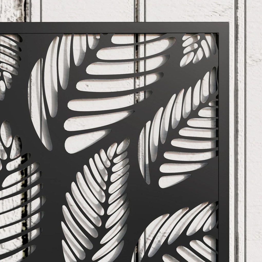 Outsunny Podwyższona skrzynia z panelem osłonowym, kratka do pnączy, metal, Czarny | Aosom PL