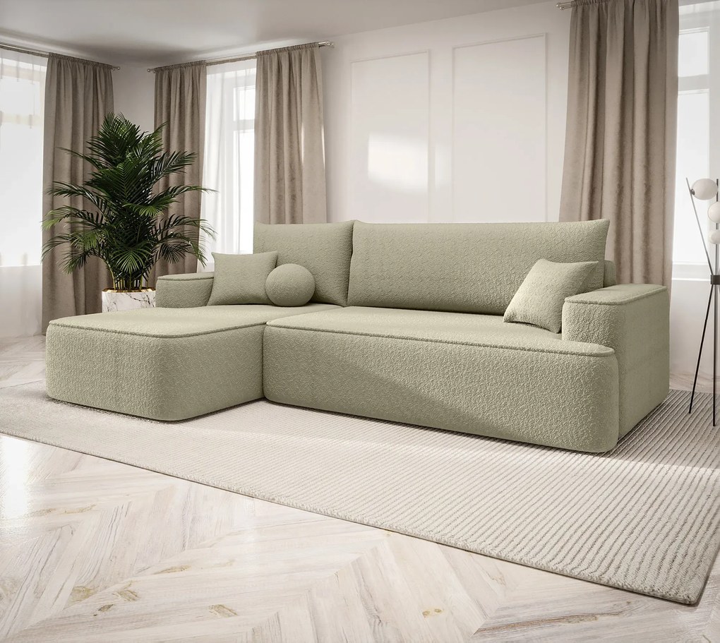 Ciemnobeżowy tapicerowany narożnik z pojemnikiem E4-N54