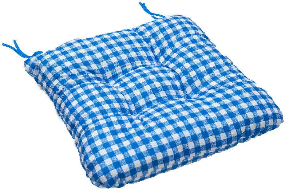 Poduszka na krzesło Soft kratka niebieska
