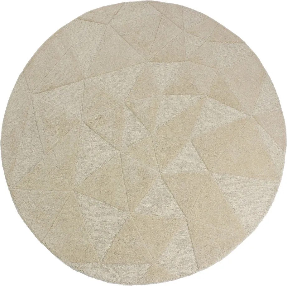 Beżowy wełniany okrągły dywan tkany ręcznie ø 160 cm Shard – Flair Rugs