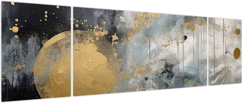 Obraz - Abstrakcja ze złotą kulą (170x50 cm)