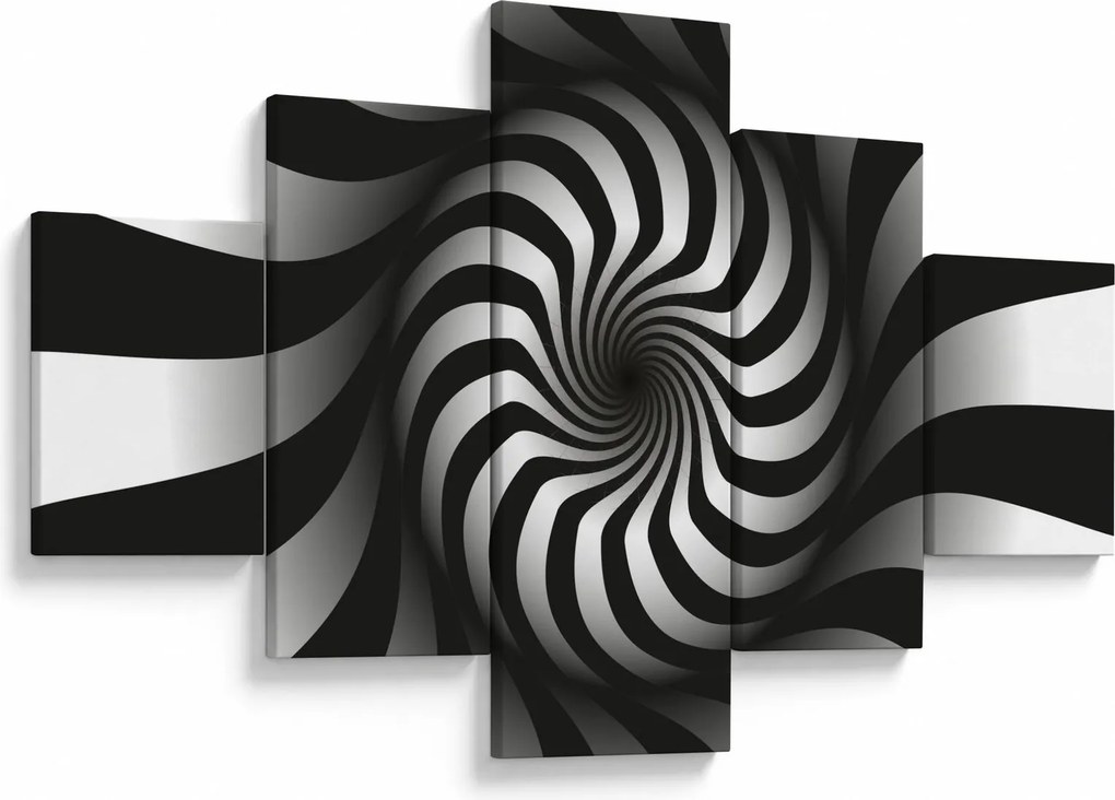 Abstrakcyjny obraz czarno - białej spirali (125x70 cm)