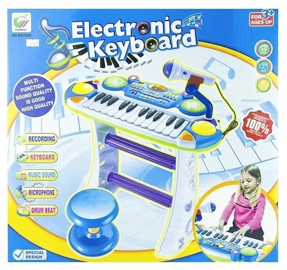 Organy keyboard + krzesełko + mikrofon niebieski