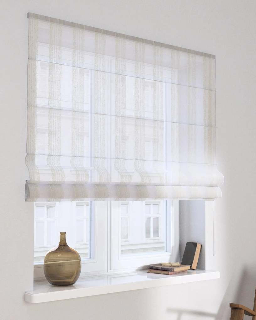 Roleta rzymska Capri kolor kremowy tkanina półprzezroczysta, strukturalna, wzorzysta