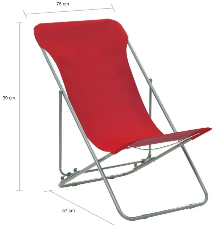 Komplet czerwonych krzeseł plażowych - Ansel