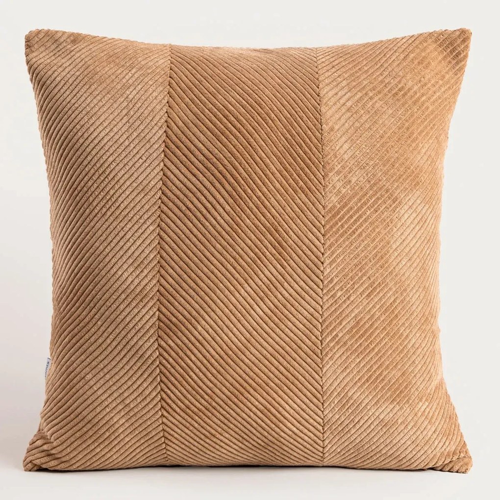 Poszewka dekoracyjna FALLERE ze sztruksowym wzorem taupe 45x45 cm HOMLA