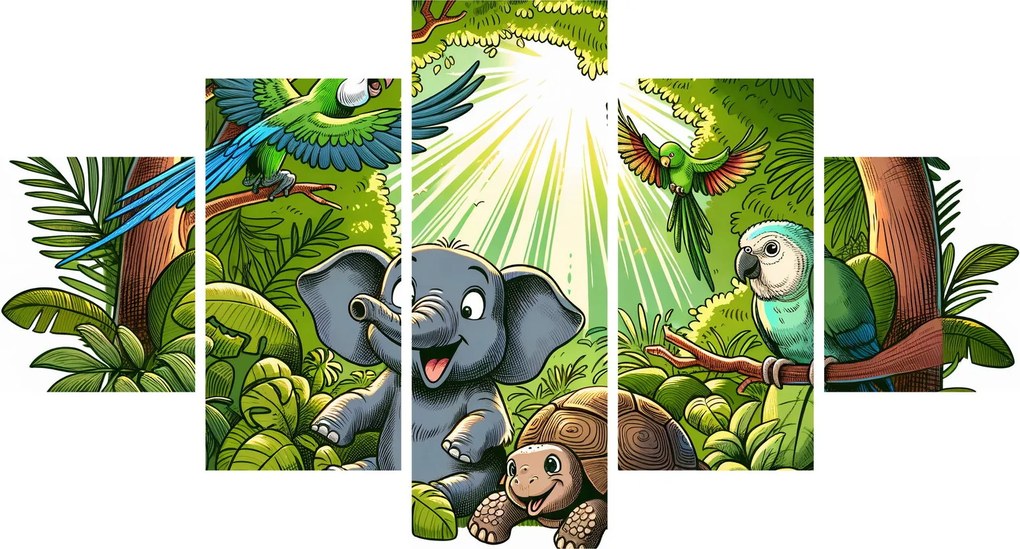 Obraz - Wesołe zwierzątka (125x70 cm)