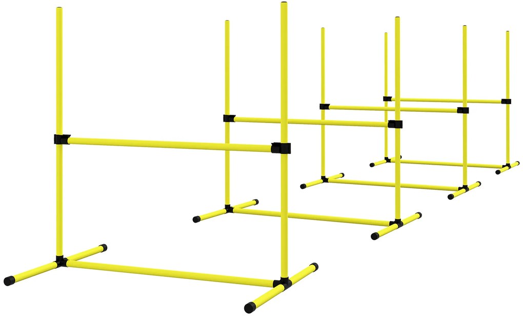 PawHut Zestaw Agility dla Psów, Przeszkody/Slalom/Słupki, Torba, Wytrzymały, Żółty