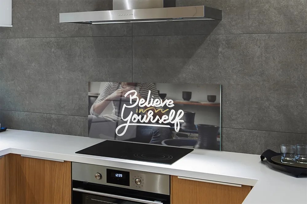 Szklany Panel Człowiek i Napis