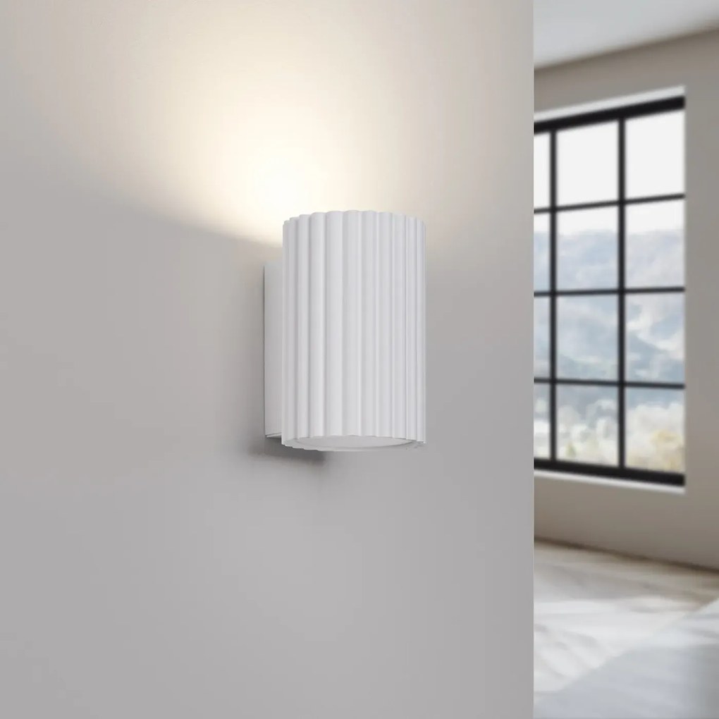 Kinkiet KARBON 10 biały ryflowany SOLLUX  LIGHTING
