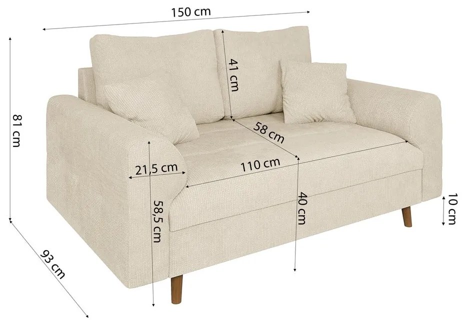 Beżowa sofa 150 cm Ariella – Ropez