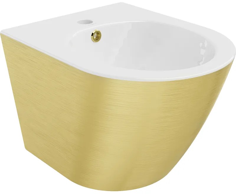 Mexen Lena bidet wiszący, biały/złoty wzór linie - 35224807