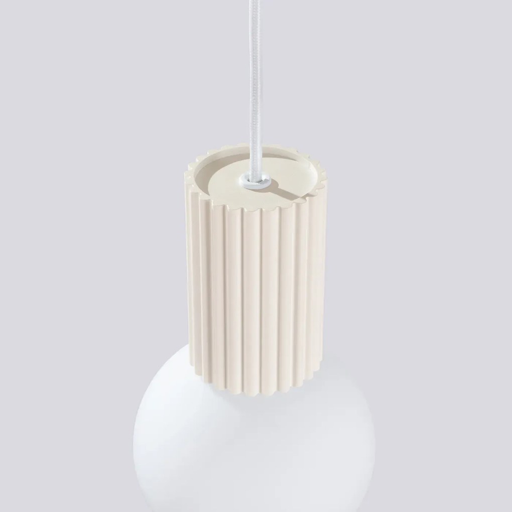 Lampa wisząca HALO 1 beżowa ryflowana  SOLLUX  LIGHTING