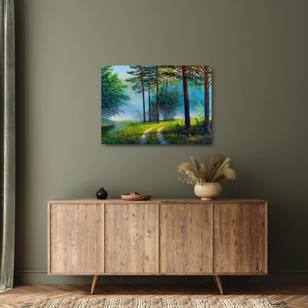 Obraz na szkle - Obraz olejny przedstawiający krajobraz (70x50 cm)