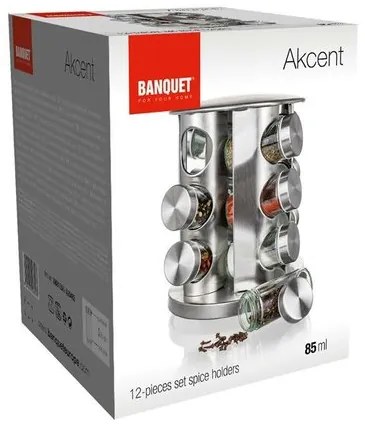 Zestaw przypraw w stojaku AKCENT 85 ml, 12 szt.