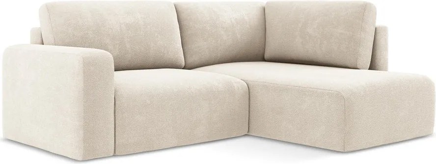 Kremowy rozkładany narożnik ze schowkiem z tkaniny szenilowej (prawostronny/w kształcie litery L) Kona – Makamii